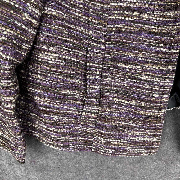 LANE BRYANT Blazer Womens 18 Purple Long Sleeve‎ Striped Embellished Open Front - Picture 7 of 14